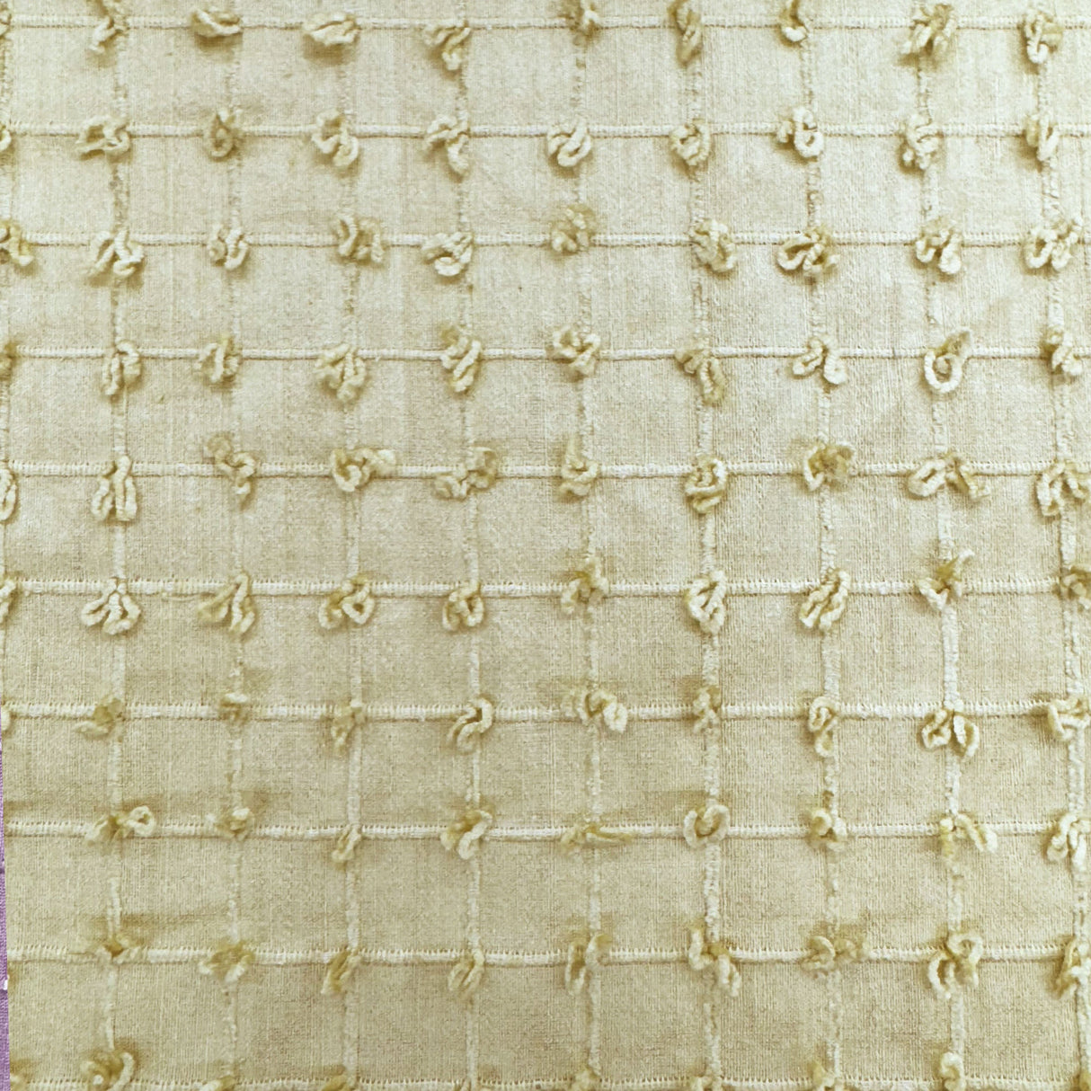 Kerala Small Square Tufted Knots Silk Fabric - 62% Silk, 38% Viscose, 54" Width (1 Yard)