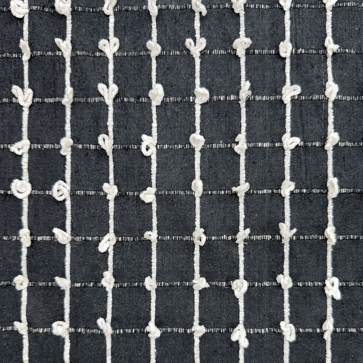 Kerala Small Square Tufted Knots Silk Fabric - 62% Silk, 38% Viscose, 54" Width (1 Yard)