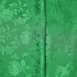 Kelly Green Rose Floral Jacquard Satin Fabric - Kelly Green Rose Floral Jacquard, 60" Width