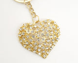 4" Golden Heart Crystal Rhinestone Keychain - Pack of 12