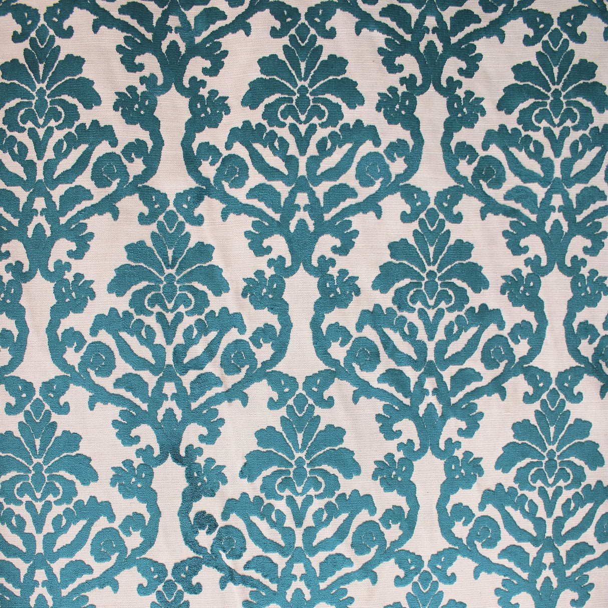 Kiana Damask Cut Velvet On Linen Look Fabric - All Over Damask, 56" Width (1 Yard)