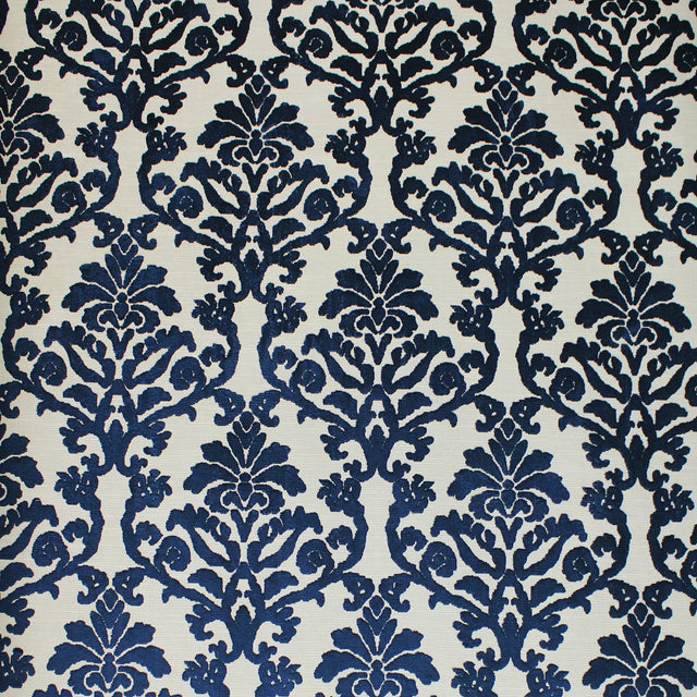 Kiana Damask Cut Velvet On Linen Look Fabric - All Over Damask, 56" Width (1 Yard)