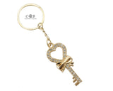Gold Key Bow Crystal Rhinestone Keychain 4 Inch 12pcs