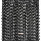 Cotton Blend Raschel Lace Panel with Finished Edges - Black Flowers and Leaves