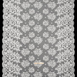 Nylon and Rayon Raschel Lace Panel with Finished Edges - Ivory Blooming Bunches and Borders