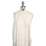 Nylon and Rayon Raschel Lace Panel with Finished Edges - Ivory Blooming Bunches and Borders