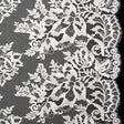 Nylon and Rayon Raschel Lace Panel with Finished Edges - Ivory Blooming Bunches and Borders