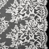 Nylon and Rayon Raschel Lace Panel with Finished Edges - Ivory Blooming Bunches and Borders