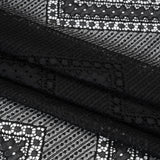 Recycled Nylon Raschel Lace Panel With Finished Edges - Black Geometric Chevrons
