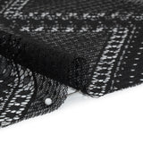 Recycled Nylon Raschel Lace Panel With Finished Edges - Black Geometric Chevrons
