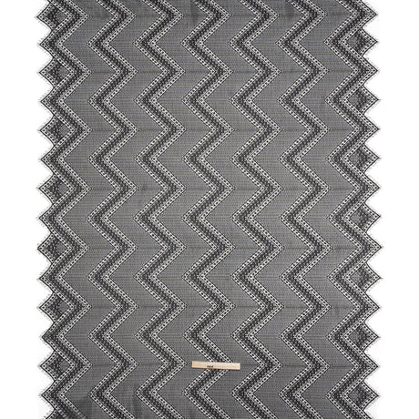 Recycled Nylon Raschel Lace Panel With Finished Edges - Black Geometric Chevrons
