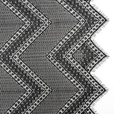 Recycled Nylon Raschel Lace Panel With Finished Edges - Black Geometric Chevrons