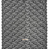 Nylon and Rayon Raschel Lace Panel with Finished Edges - Black Florals and Curls