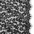 Nylon and Rayon Raschel Lace Panel with Finished Edges - Black Florals and Curls