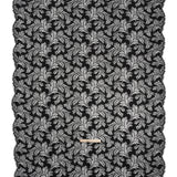Nylon and Rayon Raschel Lace Panel with Finished Edges - Black Floating Leaves