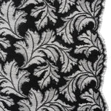 Nylon and Rayon Raschel Lace Panel with Finished Edges - Black Floating Leaves