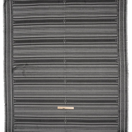 Luminous Corded Lace Panel with Finished Fringed Edges - Black Dot and Leaf Stripes