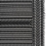 Luminous Corded Lace Panel with Finished Fringed Edges - Black Dot and Leaf Stripes