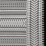 Luminous Corded Lace Panel with Finished Fringed Edges - Ivory Dot and Leaf Stripes