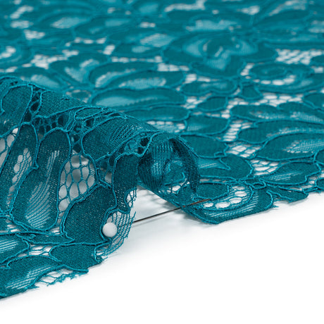 Corded Lace Panel with Petal Scalloped And Fringed Edges - Spice Blue Floral