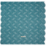 Corded Lace Panel with Petal Scalloped And Fringed Edges - Spice Blue Floral