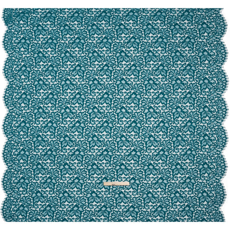 Corded Lace Panel with Petal Scalloped And Fringed Edges - Spice Blue Floral