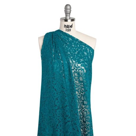 Corded Lace Panel with Petal Scalloped And Fringed Edges - Spice Blue Floral