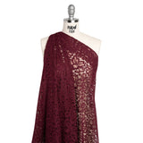 Corded Lace Panel with Petal Scalloped And Fringed Edges - Burgundy Floral