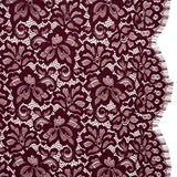 Corded Lace Panel with Petal Scalloped And Fringed Edges - Burgundy Floral