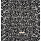Raschel Lace Panel with Scalloped Finished Edges - Black Ornamental Floral