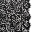 Raschel Lace Panel with Scalloped Finished Edges - Black Ornamental Floral
