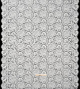 Raschel Lace Panel with Scalloped Finished Edges - Ivory Ornamental Floral