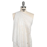 Raschel Lace Panel with Scalloped Finished Edges - Ivory Ornamental Floral