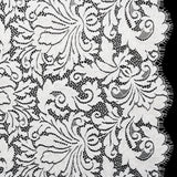 Raschel Lace Panel with Scalloped Finished Edges - Ivory Ornamental Floral