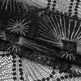 Metallic Raschel Lace Panel with Finished Edges - Black and Silver Sun Ray Ogees