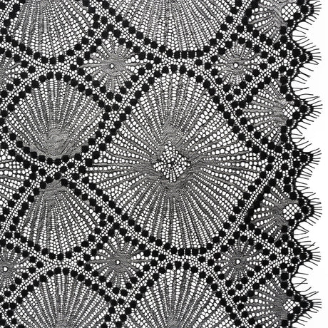 Metallic Raschel Lace Panel with Finished Edges - Black and Silver Sun Ray Ogees