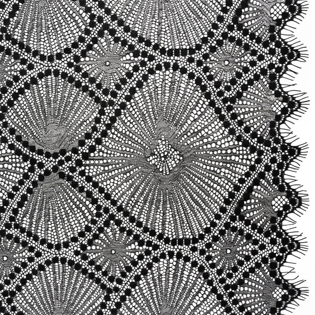 Metallic Raschel Lace Panel with Finished Edges - Black and Silver Sun Ray Ogees