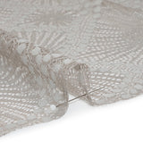 Metallic Raschel Lace Panel with Finished Edges - Sandstone Gray and Silver Sun Ray Ogees