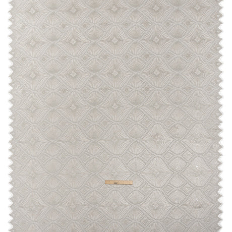 Metallic Raschel Lace Panel with Finished Edges - Sandstone Gray and Silver Sun Ray Ogees