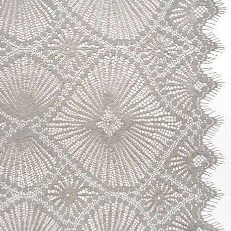 Metallic Raschel Lace Panel with Finished Edges - Sandstone Gray and Silver Sun Ray Ogees
