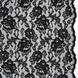 Raschel Lace with Finished Edges - Black Flowers and Leaves