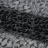 Corded Raschel Lace Panel with Finished Edges - Black and White Outlined Leaves