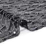 Corded Raschel Lace Panel with Finished Edges - Black and White Outlined Leaves