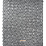 Corded Raschel Lace Panel with Finished Edges - Black and White Outlined Leaves