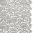 Luminous Delicate Raschel Lace Panel with Finished Edges - Sandstone Gray and Silver Blooming Flowers and Leaves