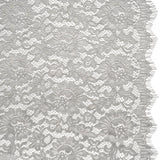 Luminous Delicate Raschel Lace Panel with Finished Edges - Sandstone Gray and Silver Blooming Flowers and Leaves