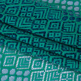 Corded Lace with Finished Edges - Blue and Teal Decorated Diamond Stripes