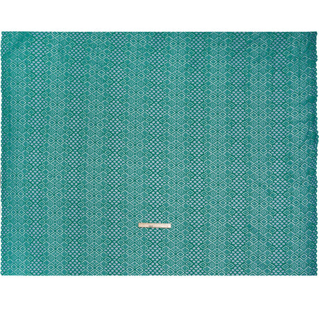 Corded Lace with Finished Edges - Blue and Teal Decorated Diamond Stripes