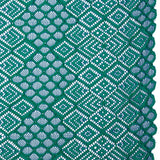 Corded Lace with Finished Edges - Blue and Teal Decorated Diamond Stripes