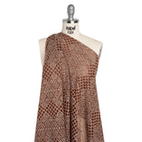 Corded Lace with Finished Edges - Maroon and Taupe Decorated Diamond Stripes